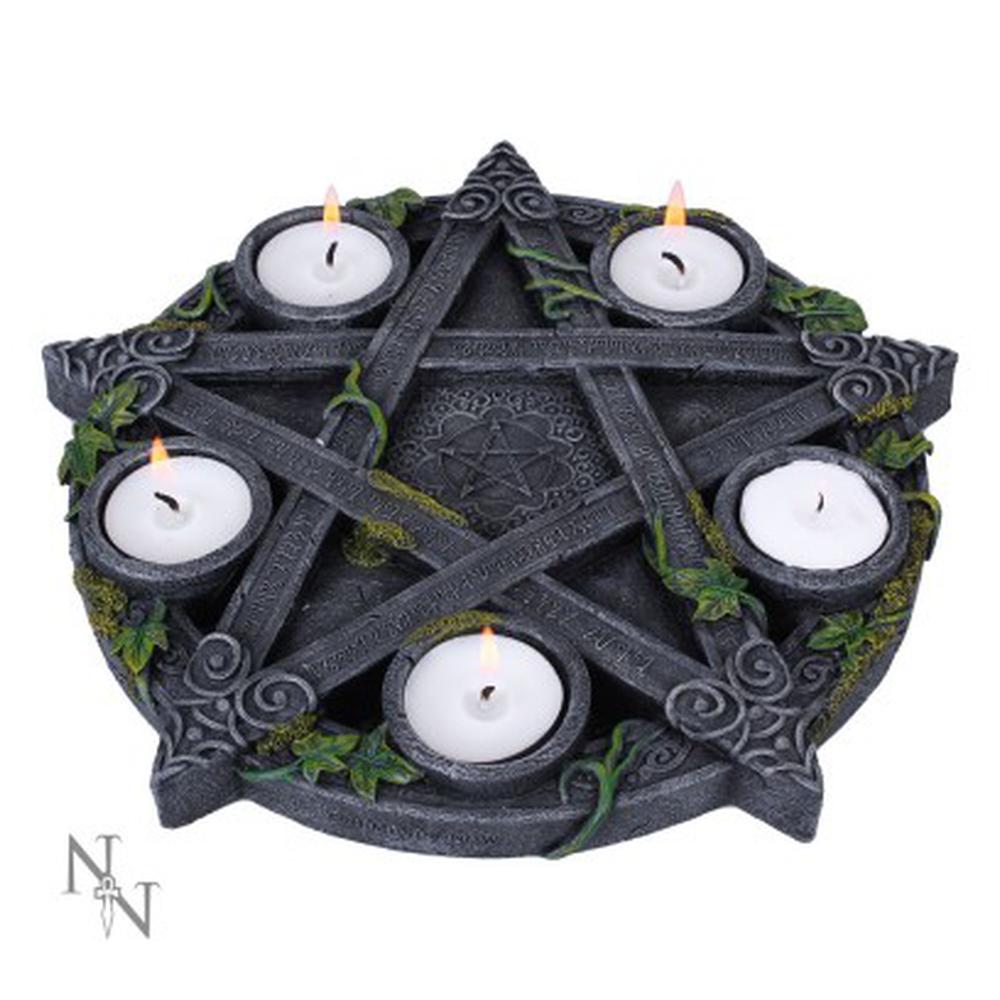 Nemesis Now - Wiccan Pentagram Porte-bougie - Gris